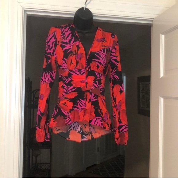 NWT Veronica Beard Floral Pervero Blouse Size 0 - Picture 12 of 14